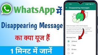 WhatsApp me disappearing message se kya hota hai  WhatsApp me disappearing Message ka kya use hai [upl. by Enirac]