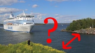 Huge Baltic ferry crossing a narrow path  Suomenlinna Helsinki [upl. by Zitvaa]