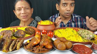 FOOD EATING SHOW KHICHDI WITH DELICIOUS DISHES ASMR MUKBANG [upl. by Renata]