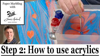 Acrylic Paper Marbling for Beginners Step 2 How to use acrylics for paper marbling [upl. by Anaidni]