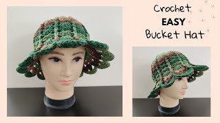 Crochet Easy Bucket Hat or Sun Hat Beginner Friendly Tutorial  Sea Shells Bucket Hat [upl. by Crowell]