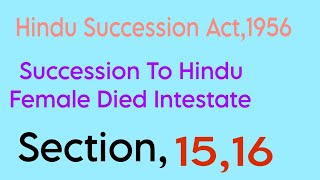 Hindu Succession Act 1956 II Succession To Hindu Female Died Intestate II Section 15 16 II [upl. by Naylor]