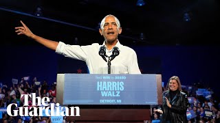 Love me some Eminem Obama raps on stage at Harris campaign rally [upl. by Acacia361]