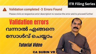 ITR Filing Malayalam Validation Errors How to Solve  Efiling Malayalam AY 202425  CA Subin VR [upl. by Eceinert]