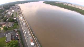 Mississippi River Flooding at Cape Girardeau MO DJI F550 wNAZA Hexacopter [upl. by Aynwat]