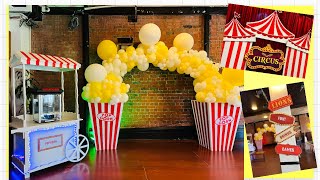 Circus Party Ideas  Carnival Theme Party  Popcorn Balloon Garland [upl. by Leseil885]