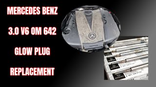 Diesel engine glow plug replacement  Mercedes Benz OM642 Glow plug replacement C E G R S Klass [upl. by Dewitt]