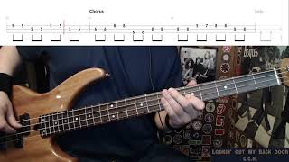 Lookin Out My Back Door by CCR  Bass Cover with Tabs PlayAlong [upl. by Deeann]