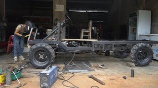 Repair and restore 4wheeled truck 1250kg episode 3 install driver hood weld fenders [upl. by Ria]