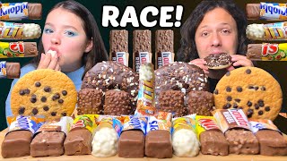 ASMR LEFTOVER DESSERT RACE NUTS LION KNOPPERS CHOCOLATE CANDY BARS KINDER CAKE 먹방 [upl. by Pelligrini]