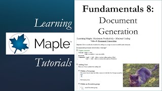 Learning Maple 8 Document Generation [upl. by Ray]