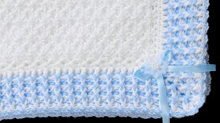 BABY BLANKET CROCHET PATTERN WITH BEAUTIFUL CROCHET STITCH FOR BABY BLANKETS AND EASY CROCHET BORDER [upl. by Areta]