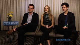 Paper Towns interview  John Green Halston Sage and Nat Wolff [upl. by Dalt]