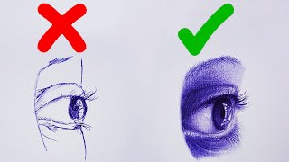 How To Draw Realistic EYE With Pen Draw Like A PROStep By Step2021 Ebuka Pen [upl. by Haikan]