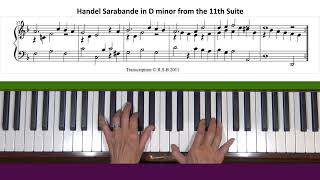 Handel Sarabande in D minor HWV 437 Piano Tutorial [upl. by Eladroc]