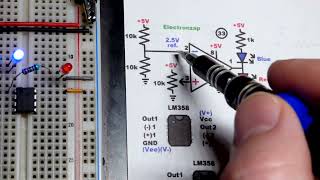 Non Inverting Op Amp Comparator demo Circuit using LM358 Operational Amplifier [upl. by Semele]