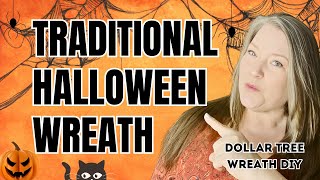 Traditional Halloween Wreath DIY  Dollar Tree Deco Mesh Halloween Wreath Tutorial [upl. by Siekram]