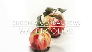 Watercolor Painting Short Lesson  Red apples  Акварельная картина [upl. by Teplitz]