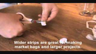 Marking Plarn plastic bags into yarn [upl. by Damali760]