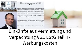 Einkünfte aus Vermietung und Verpachtung Teil II im Lernfeld 8  Werbungskosten [upl. by Tloh]