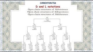 D and L notations  Open chain structures of Aldotetroses Aldopentoses Aldohexoses Carbohyrdates [upl. by Lewes77]