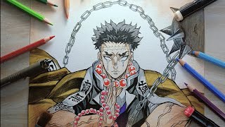 HOW TO DRAW  Gyomei Himejima from  Demon Slayer  Kimetsu no yaiba [upl. by Ahsiuqat]