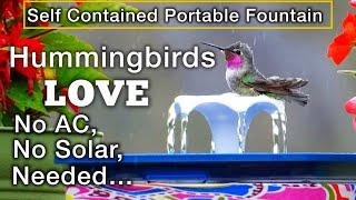 Hummingbird FOUNTAIN Attracts Hummingbirds NO Sun Solar AC Needed PORTABLE Birdbath Garden or Patio [upl. by Nnylyoj]