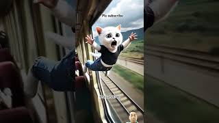 White Cat stopped the robbers on Train cat catlovers aicat [upl. by Leerzej]