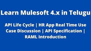 MuleSoft in Telugu  API Life Cycle  HR App Use Case Discussion  API Spec  RAML Introduction [upl. by Martinez]