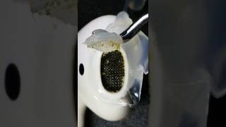 Cleaning AirPods with hot glue cap  don’t try this ⚠️ asmr satisfying waitforit cleaning [upl. by Yve]