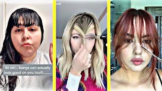 Girls Cutting Bangs  Tiktok Compilation [upl. by Saudra721]