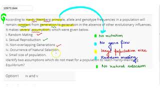 According to HardyWeinberg principle allele and genotype frequencies in a population will remain [upl. by Alister579]