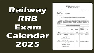 Railway RRB Exam Calendar 2025 for RRB ALP Technician NTPC Group D  rrb exam calendar 2025 [upl. by Aker428]