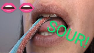 Rainbow Food on Tongue  Sour Candy ASMR Eating [upl. by Cotter807]