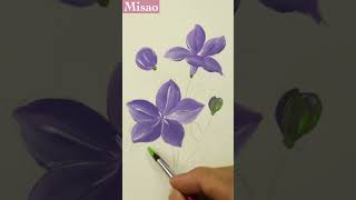 How to paint platycodonballoon flower  One stroke shorts howtopaintacrylicflowers [upl. by Adnwahsal901]