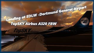 TopSKY Airbus A320 FBW Landing at EDLW Dortmund General Airport  MFS2020 [upl. by Tse]