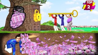 Magical Gold Key Tree Underground Money Magical Tree Hindi Stories Hindi Kahaniya Funny Comedy Video [upl. by Francie]