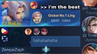 LING GLOBAL NO 1 WITH 10k MMR PRANK  they laugh at me but this happened [upl. by Yxel]