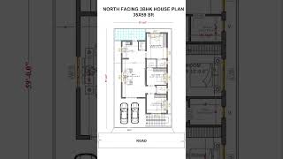 35X59 Sft North facing 3bhk house plan as per vastuhome houseplan northfacing video viralvideo [upl. by Schlessinger]