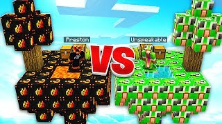 PRESTONPLAYZ vs UNSPEAKABLEGAMING LUCKY BLOCKS  1v1 Minecraft Modded Sky Wars [upl. by Boggs]