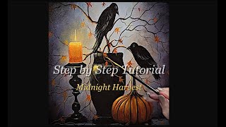 Harvest Ravens  Autumn Ambience Painting  Soothing Piano Music  Acrylic Tutorial for Beginners [upl. by Otanod747]