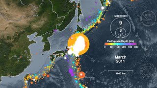 30 Years of Earthquakes in Japan 1990  2019 [upl. by Yarled]