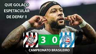 GOLAÇO ESPETACULAR DE DEPAY  Corinthians  3 x 0 Bahia  Melhores Momentos  Brasileirão 2024 [upl. by Telocin104]