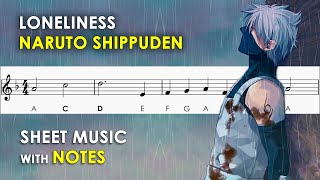 Loneliness  Naruto Shippuden OST  Sheet Music with Easy Notes for Recorder Violin Tutorial [upl. by Novelia]