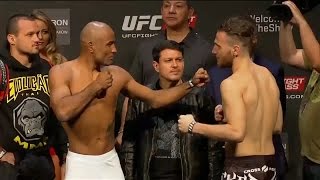 UFC Fight Night 64 WeighIns Mickael Lebout vs Sergio quotSerginhoquot Moraes [upl. by Lyrac]