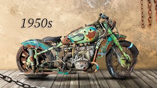 Restoration Heavy Abandoned Chopper from 1950s  Rusty Huge Old 750cc Motorcycle Repairing [upl. by Zurek]