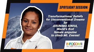 ARUNIMA SINHA World’s first female amputee to climb Mt Everest at INFOCOM Calcutta 2016 [upl. by Wendolyn]