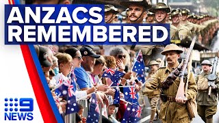 Thousands attend Anzac Day dawn services to commemorate the fallen  9 News Australia [upl. by Einnek]