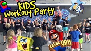 KIDS Workout Party w SWEAT KIDS TV 8 Level Video Game Workout For Kids [upl. by Noiek545]