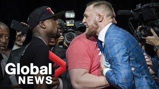 Floyd Mayweather vs Conor McGregor Toronto press conference showdown [upl. by Isnam]